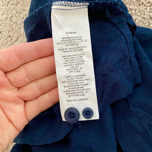 Mens XL Blue Linen Button Down Shirt - Picture 3 of 3